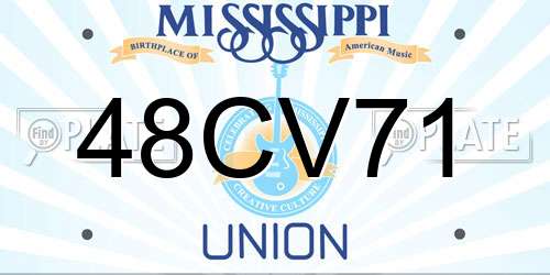 48CV71 Mississippi License Plate