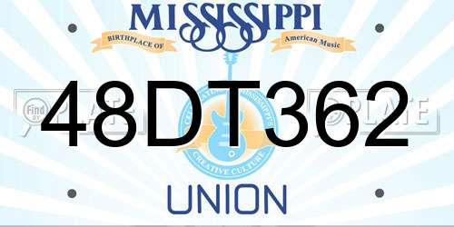 48DT362 Mississippi License Plate