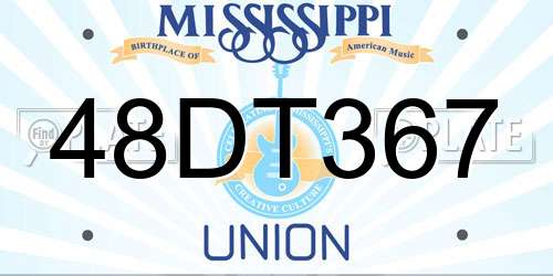 48DT367 Mississippi License Plate