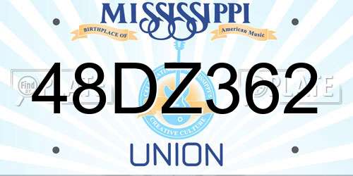 48DZ362 Mississippi License Plate
