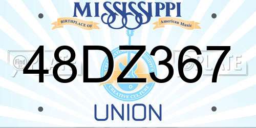 48DZ367 Mississippi License Plate