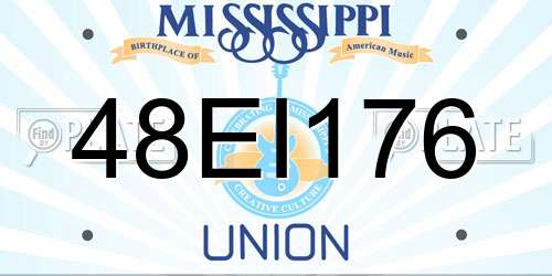 48EI176 Mississippi License Plate