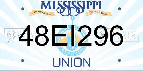 48EI296 Mississippi License Plate