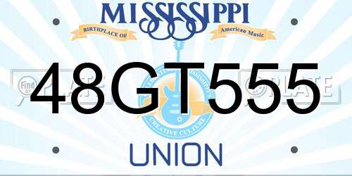 48GT555 Mississippi License Plate