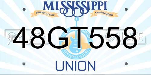 48GT558 Mississippi License Plate