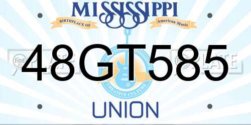 48GT585 Mississippi License Plate
