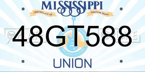 48GT588 Mississippi License Plate