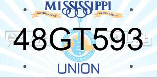 48GT593 Mississippi License Plate