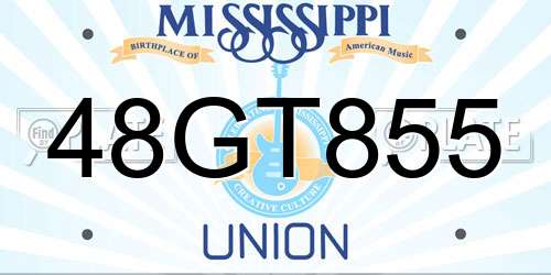 48GT855 Mississippi License Plate