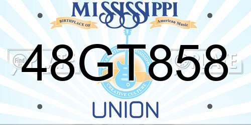 48GT858 Mississippi License Plate