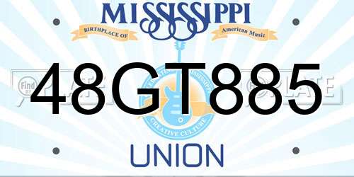 48GT885 Mississippi License Plate