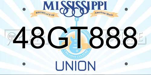 48GT888 Mississippi License Plate