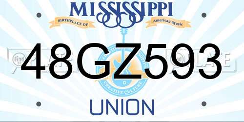 48GZ593 Mississippi License Plate