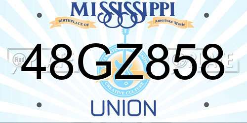 48GZ858 Mississippi License Plate