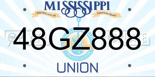 48GZ888 Mississippi License Plate