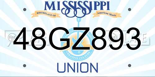 48GZ893 Mississippi License Plate