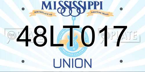 48LT017 Mississippi License Plate