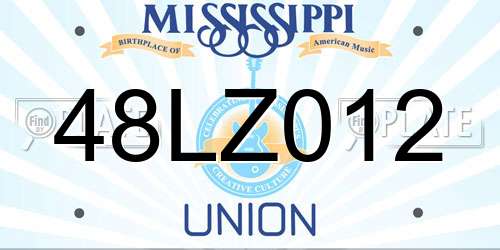 48LZ012 Mississippi License Plate