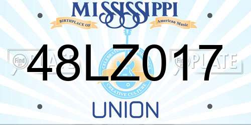 48LZ017 Mississippi License Plate