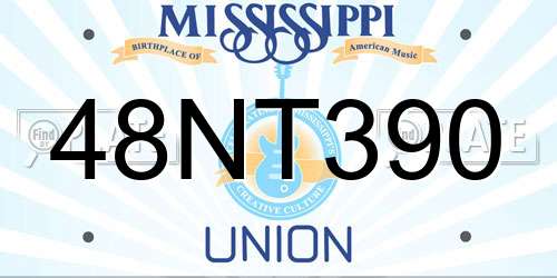 48NT390 Mississippi License Plate