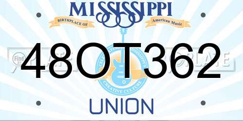 48OT362 Mississippi License Plate