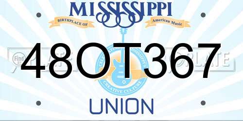 48OT367 Mississippi License Plate