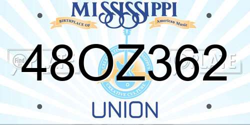 48OZ362 Mississippi License Plate