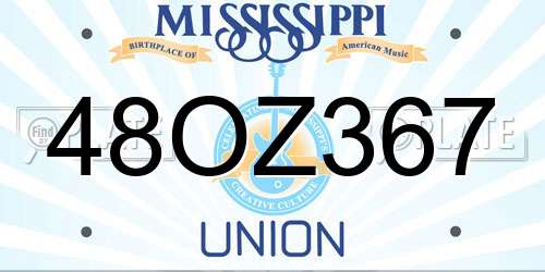 48OZ367 Mississippi License Plate