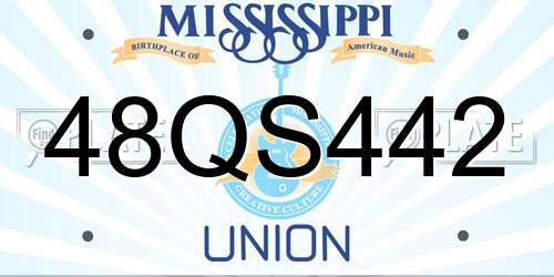 48QS442 Mississippi License Plate