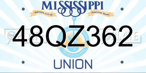48QZ362 Mississippi License Plate