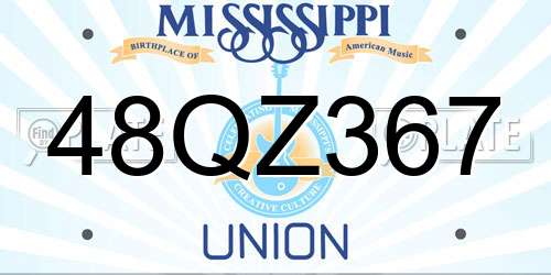 48QZ367 Mississippi License Plate