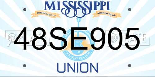 48SE905 Mississippi License Plate