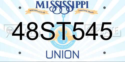 48ST545 Mississippi License Plate