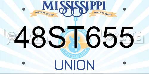 48ST655 Mississippi License Plate