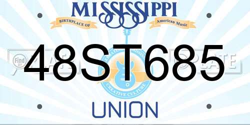 48ST685 Mississippi License Plate