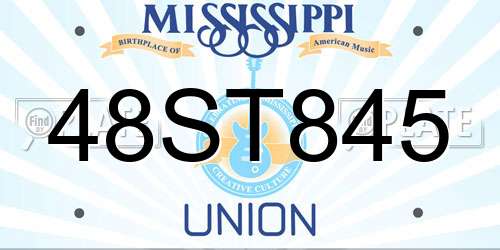 48ST845 Mississippi License Plate