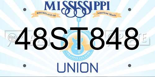 48ST848 Mississippi License Plate