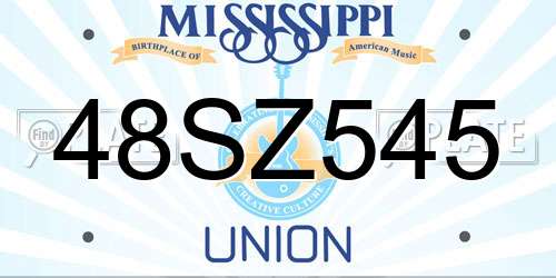 48SZ545 Mississippi License Plate