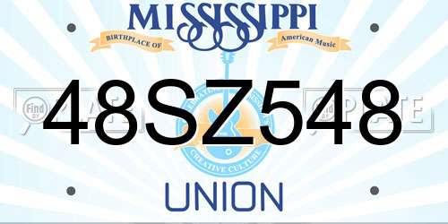 48SZ548 Mississippi License Plate