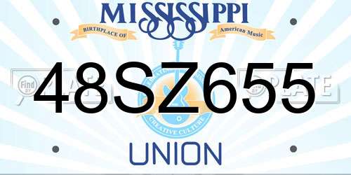 48SZ655 Mississippi License Plate