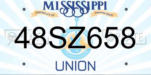 48SZ658 Mississippi License Plate