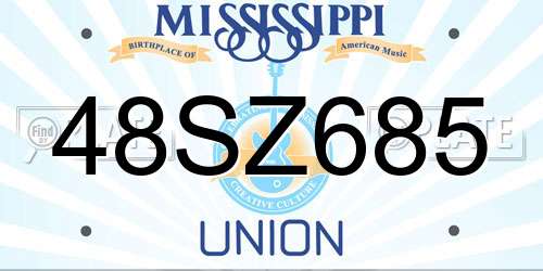 48SZ685 Mississippi License Plate