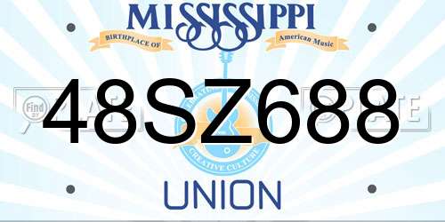 48SZ688 Mississippi License Plate