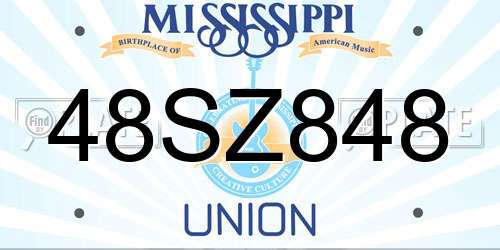 48SZ848 Mississippi License Plate