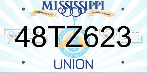 48TZ623 Mississippi License Plate