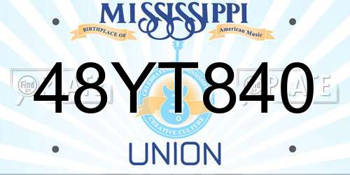 48YT840 Mississippi License Plate