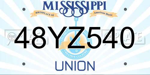 48YZ540 Mississippi License Plate