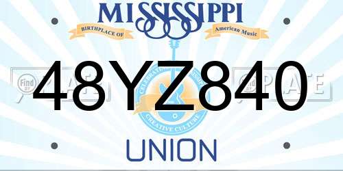 48YZ840 Mississippi License Plate