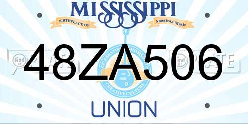 48ZA506 Mississippi License Plate