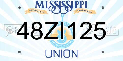 48ZI125 Mississippi License Plate